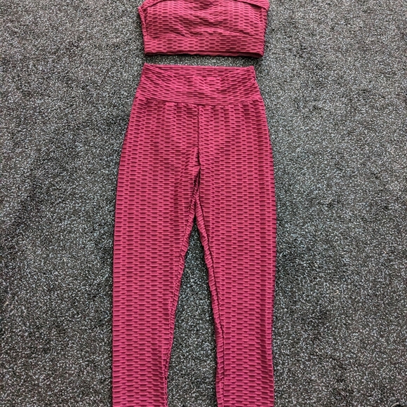 Brand new Bra + leggings Burgundy and fancy fit jacket workout set Women size M - Picture 5 of 15